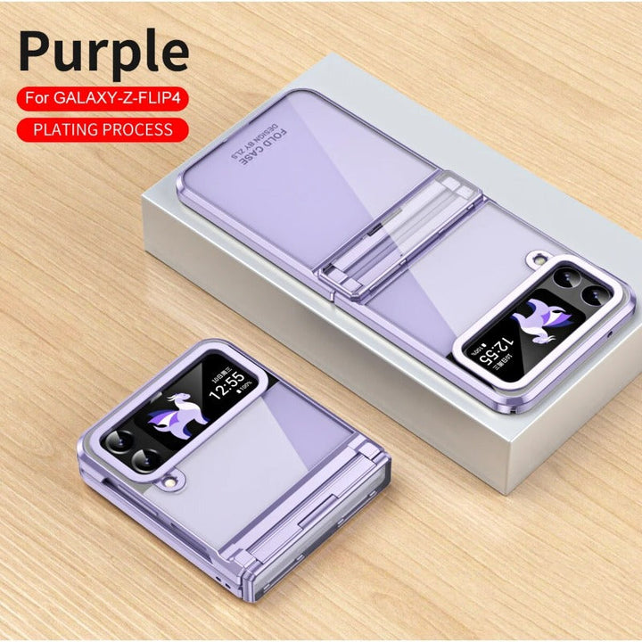 Przezroczysta galwaniczna obudowa telefonu z zawiasem Phantom dla Samsung Galaxy Z Flip 5 4