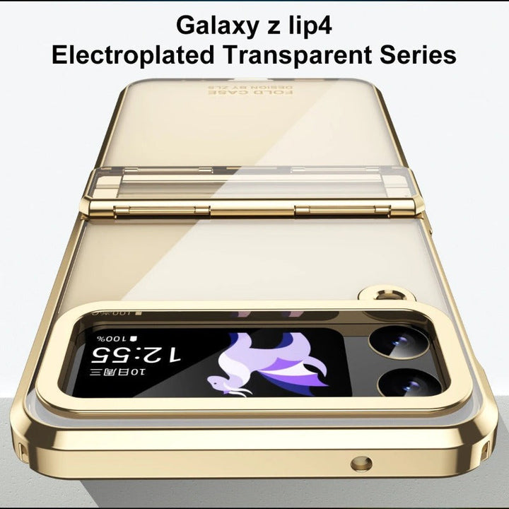 Przezroczysta galwaniczna obudowa telefonu z zawiasem Phantom dla Samsung Galaxy Z Flip 5 4