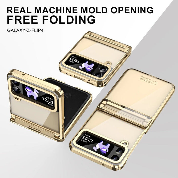 Przezroczysta galwaniczna obudowa telefonu z zawiasem Phantom dla Samsung Galaxy Z Flip 5 4