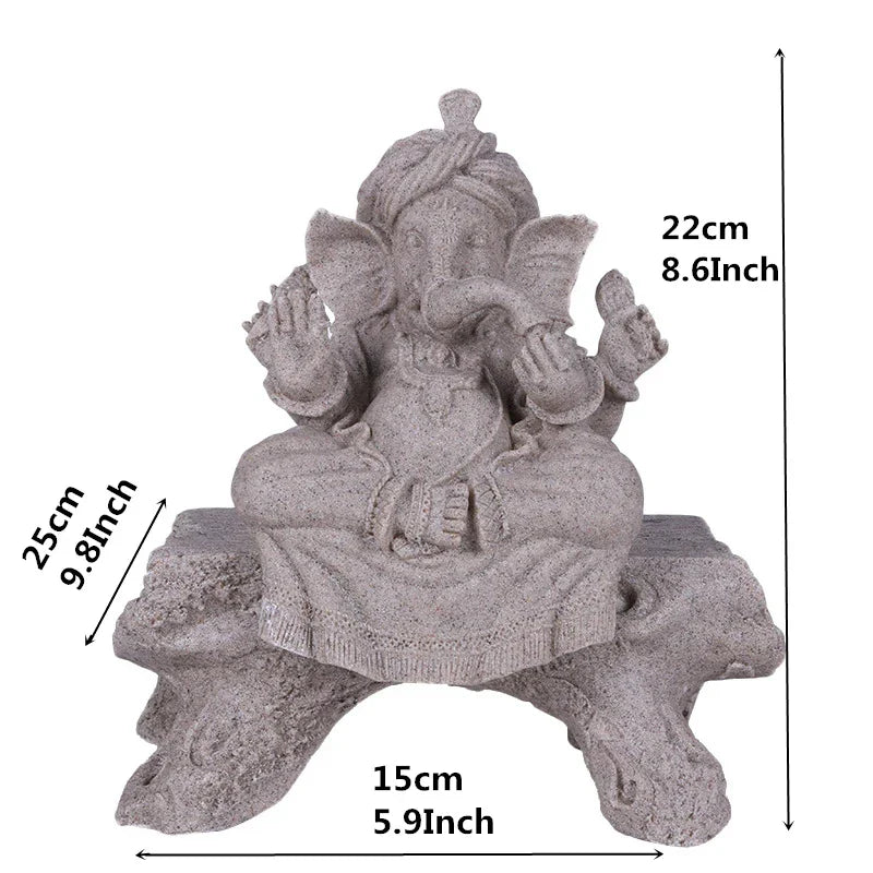 Heimdekoration Natur Sandstein Indische Ganesha Figur Religiöse Hindu Elefantengott Statuen Fengshui Elefantenkopf Buddha