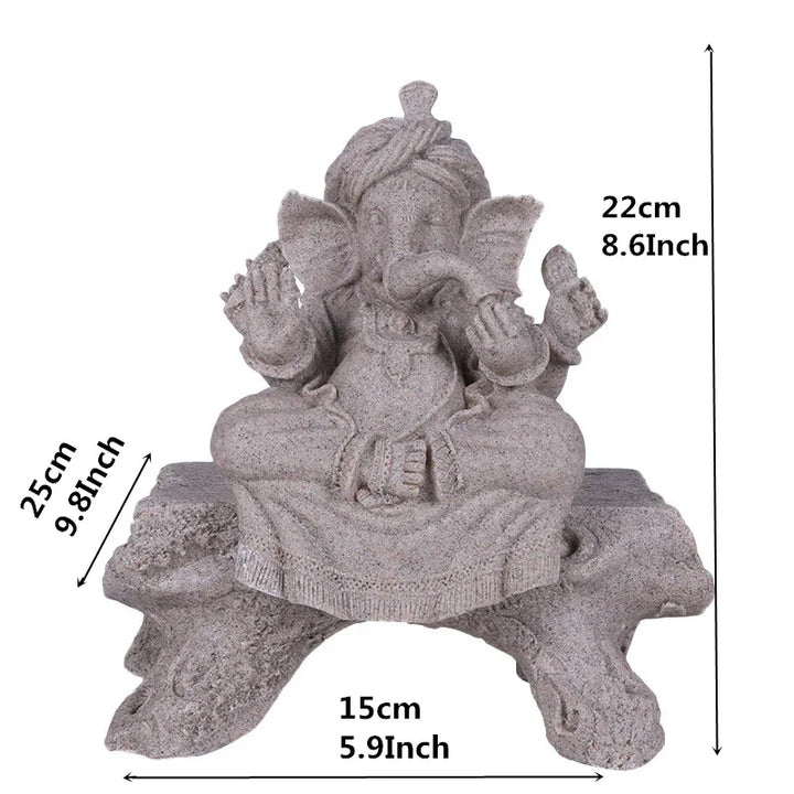 Heimdekoration Natur Sandstein Indische Ganesha Figur Religiöse Hindu Elefantengott Statuen Fengshui Elefantenkopf Buddha