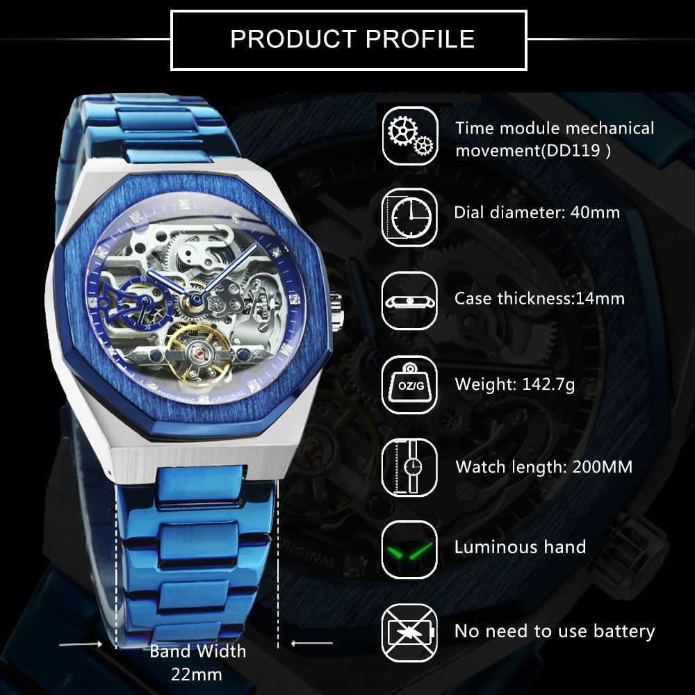 Karnz | Royale Skeleton Mechaniczny Zegarek Męski