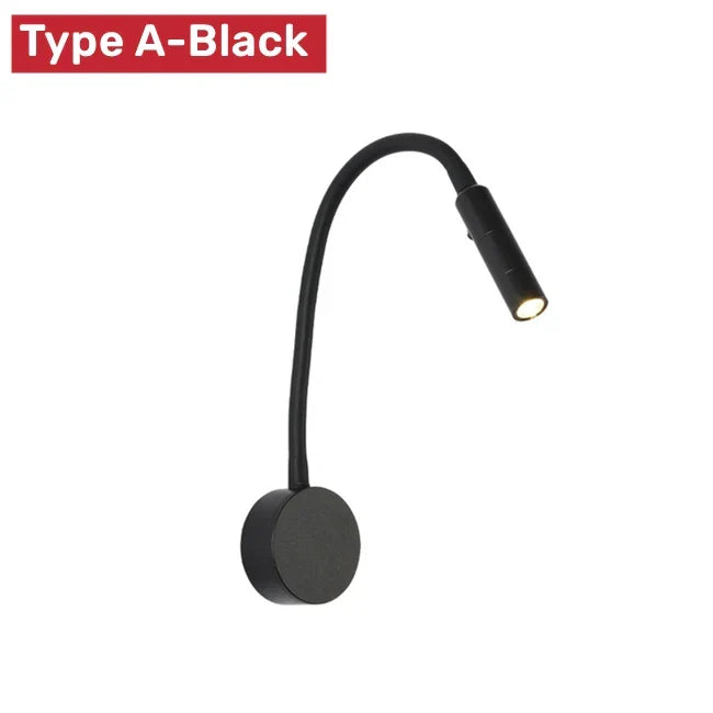 Karnz | Nowoczesna elastyczna lampa LED do czytania na ścianę z włącznikiem do sypialni i biura - 1W/3W