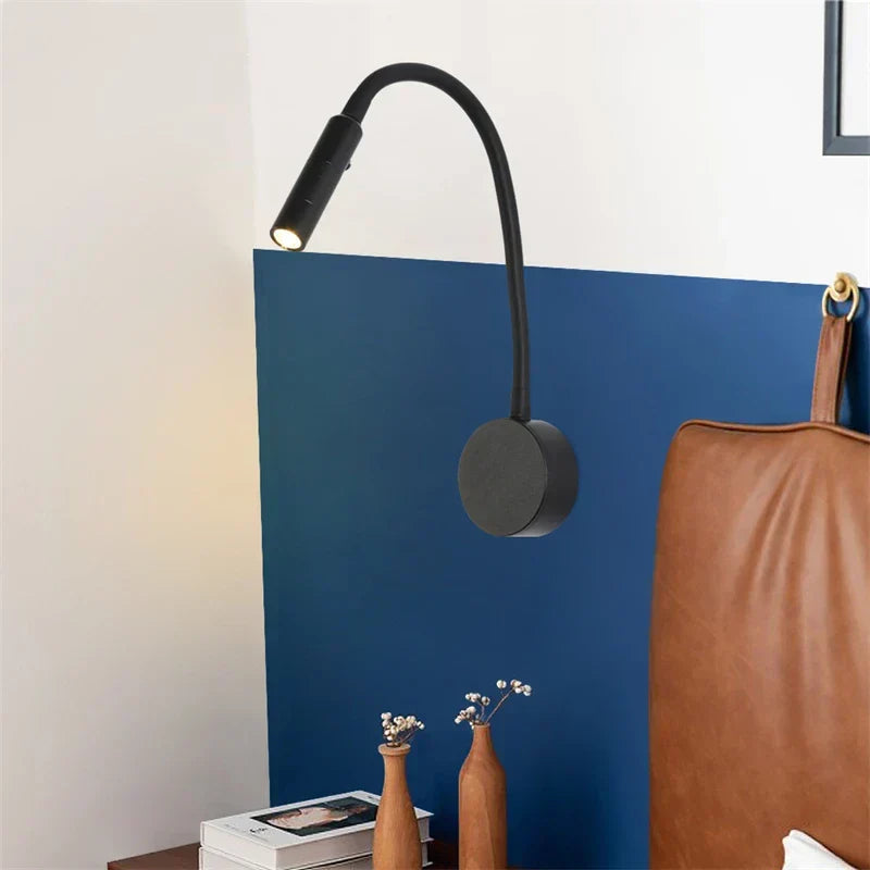Karnz | Nowoczesna elastyczna lampa LED do czytania na ścianę z włącznikiem do sypialni i biura - 1W/3W