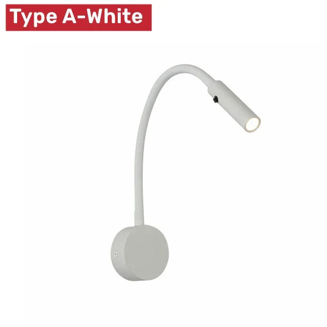 Karnz | Nowoczesna elastyczna lampa LED do czytania na ścianę z włącznikiem do sypialni i biura - 1W/3W