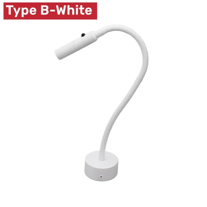 Karnz | Nowoczesna elastyczna lampa LED do czytania na ścianę z włącznikiem do sypialni i biura - 1W/3W