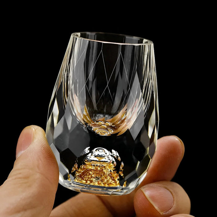 Luksusowe kieliszki kryształowe z płatkami złota – Ręcznie robione – Zestaw 2 – Do whisky i napojów premium | Karnz