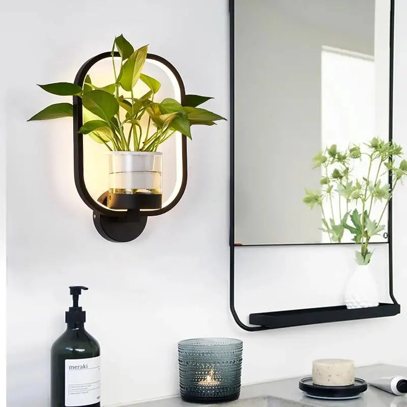 Lampa ścienna LED z wbudowaną rośliną – Designerskie lampy ścienne do wnętrz