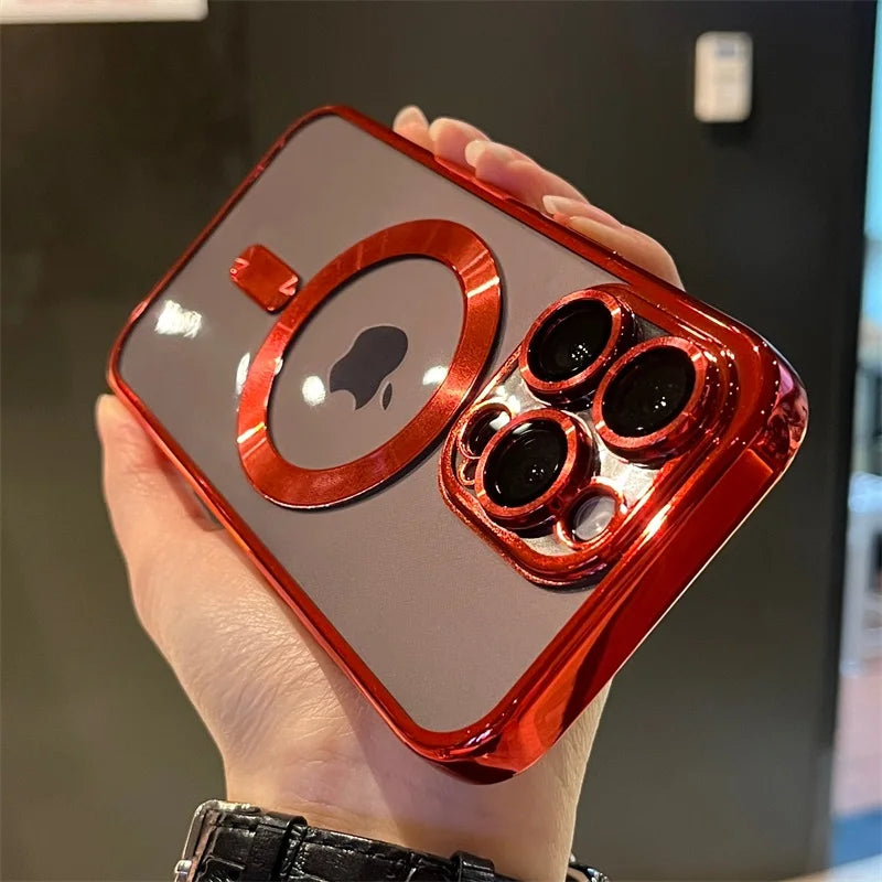 Platerowane przezroczyste miękkie magnetyczne etui na iPhone&