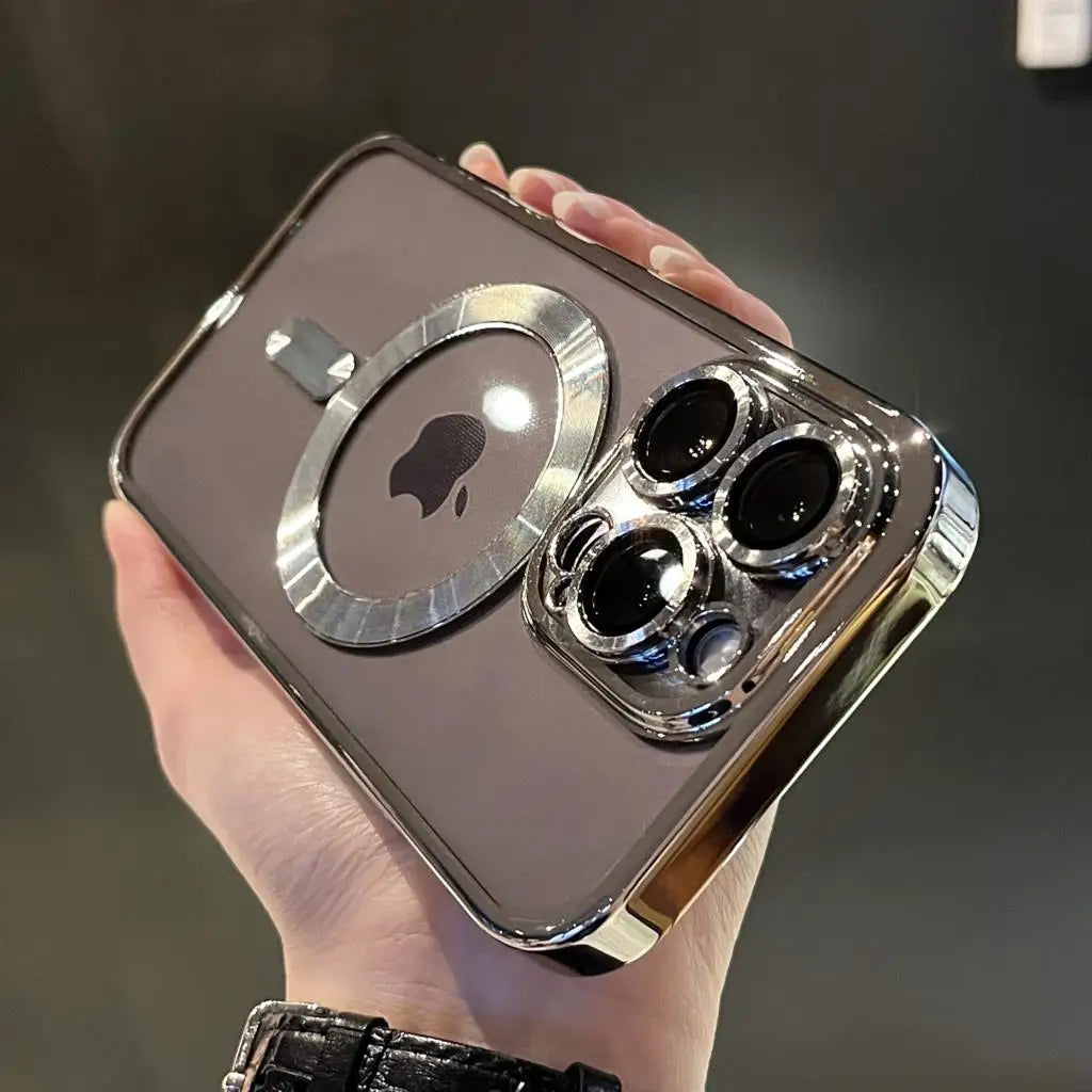 Platerowane przezroczyste miękkie magnetyczne etui na iPhone&