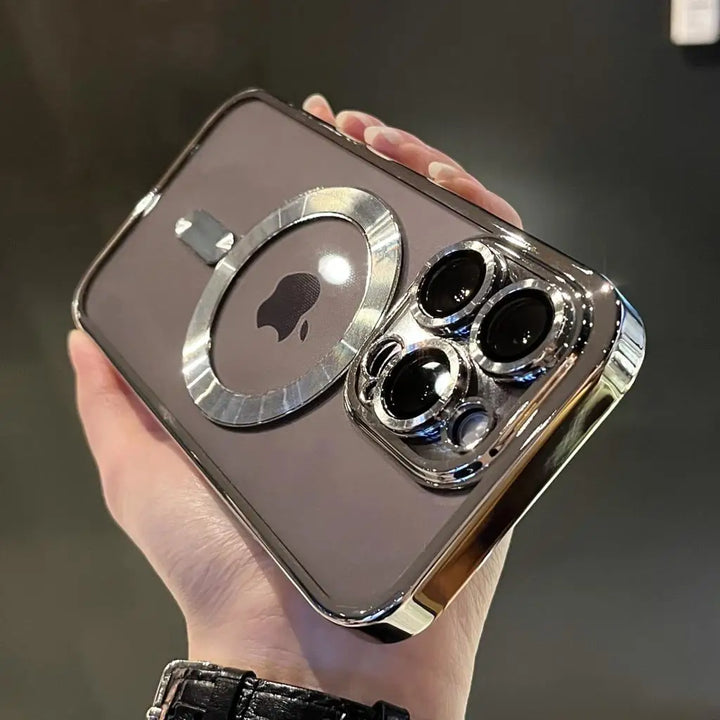 Platerowane przezroczyste miękkie magnetyczne etui na iPhone&