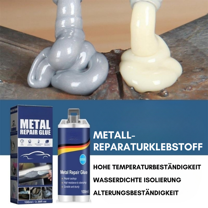 Karnz | Wysokowydajny klej do naprawy metalu | Klej przemysłowy do żeliwa, stali i aluminium | Odporny na wysoką temperaturę i wodoodporny | 100ml zestaw do naprawy płynnego metalu | Srebrny