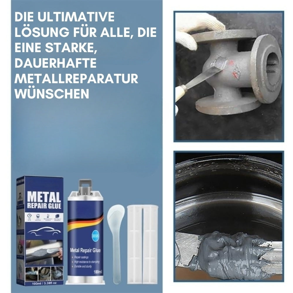 Karnz | Wysokowydajny klej do naprawy metalu | Klej przemysłowy do żeliwa, stali i aluminium | Odporny na wysoką temperaturę i wodoodporny | 100ml zestaw do naprawy płynnego metalu | Srebrny