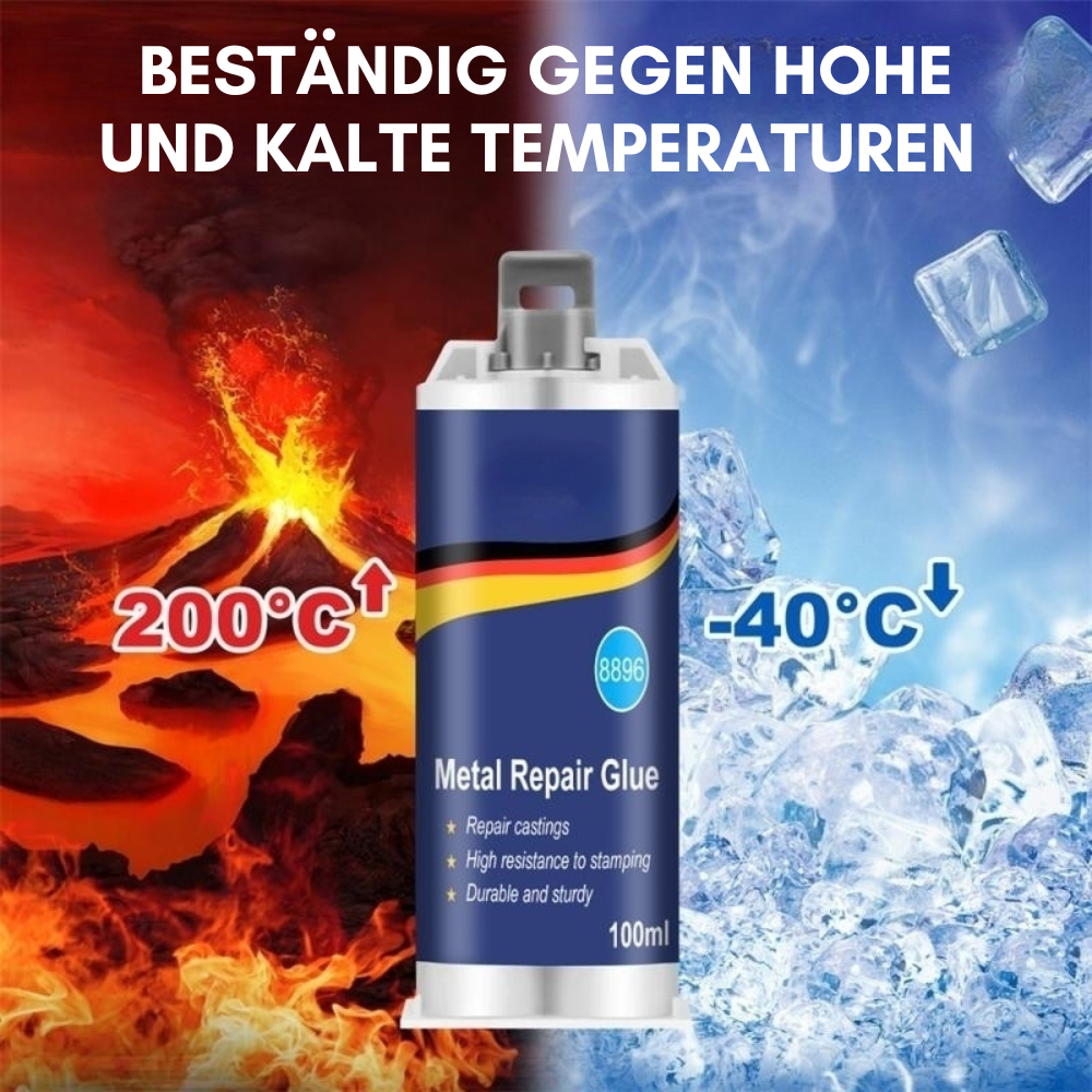 Karnz | Wysokowydajny klej do naprawy metalu | Klej przemysłowy do żeliwa, stali i aluminium | Odporny na wysoką temperaturę i wodoodporny | 100ml zestaw do naprawy płynnego metalu | Srebrny