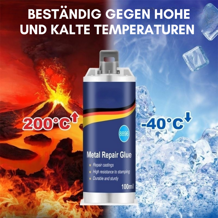 Karnz | Wysokowydajny klej do naprawy metalu | Klej przemysłowy do żeliwa, stali i aluminium | Odporny na wysoką temperaturę i wodoodporny | 100ml zestaw do naprawy płynnego metalu | Srebrny