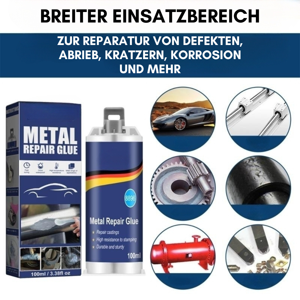 Karnz | Wysokowydajny klej do naprawy metalu | Klej przemysłowy do żeliwa, stali i aluminium | Odporny na wysoką temperaturę i wodoodporny | 100ml zestaw do naprawy płynnego metalu | Srebrny