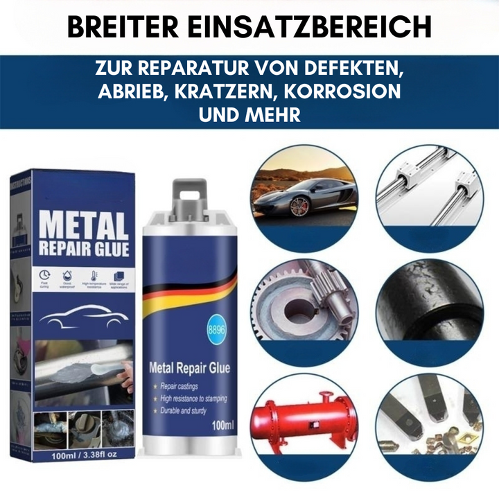 Karnz | Wysokowydajny klej do naprawy metalu | Klej przemysłowy do żeliwa, stali i aluminium | Odporny na wysoką temperaturę i wodoodporny | 100ml zestaw do naprawy płynnego metalu | Srebrny