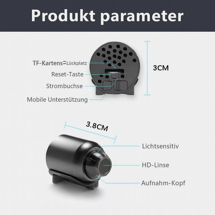 Karnz | Mini Kamera do monitoringu WLAN z nocnym widzeniem i detekcją ruchu