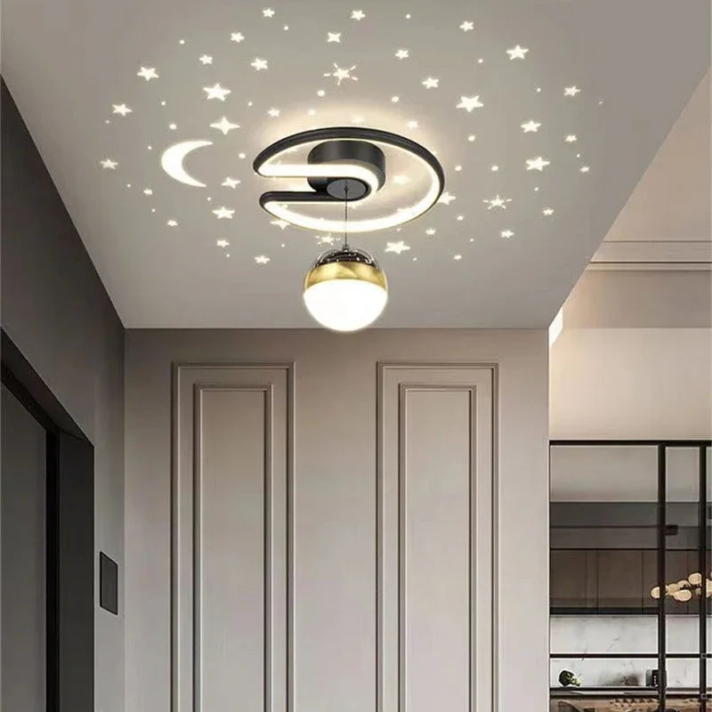 Lampa sufitowa LED z efektem gwiaździstego nieba – Nowoczesny design żyrandola do pokoju dziecięcego i salonu | Karnz