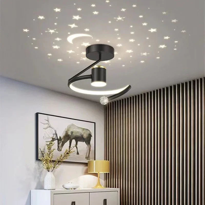 Lampa sufitowa LED z efektem gwiaździstego nieba – Nowoczesny design żyrandola do pokoju dziecięcego i salonu | Karnz