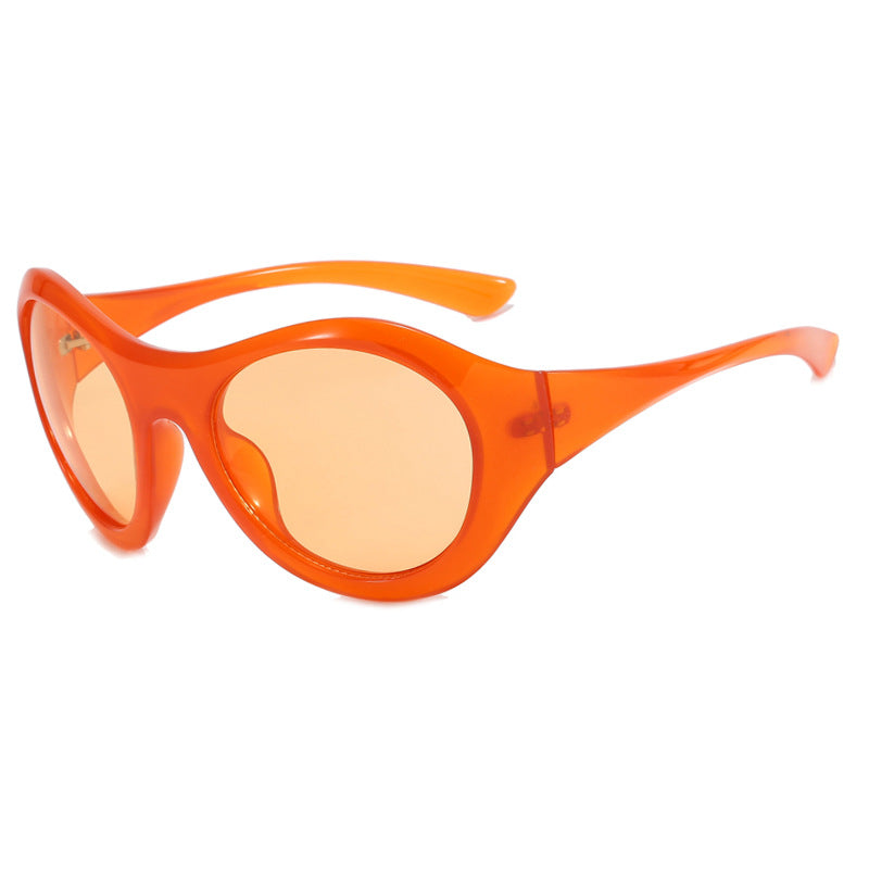Damskie okulary przeciwsłoneczne w stylu retro z dużą oprawą i ochronnymi soczewkami Karnz