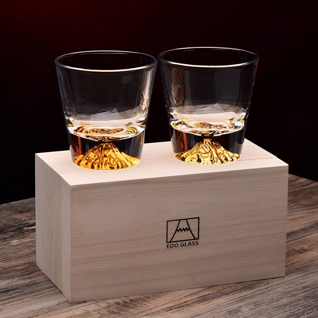 Szklanki do whisky z motywem Fuji – Elegancki zestaw dla koneserów