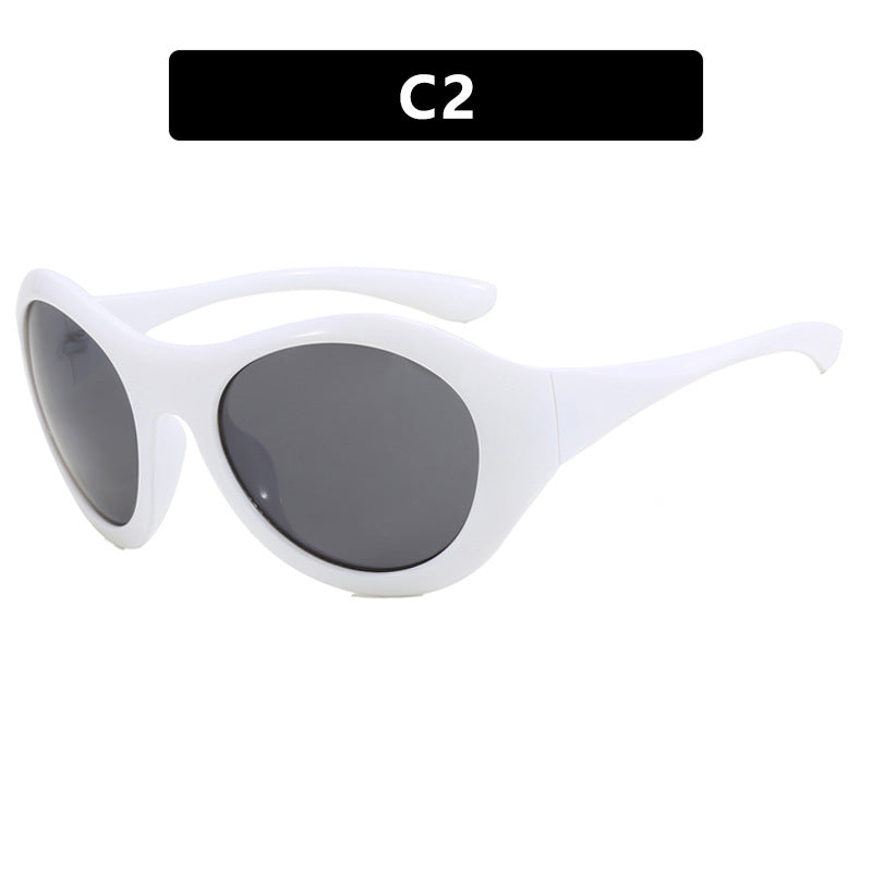 Damskie okulary przeciwsłoneczne w stylu retro z dużą oprawą i ochronnymi soczewkami Karnz