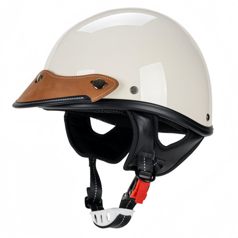 Klasyczny skórzany kask motocyklowy Karnz