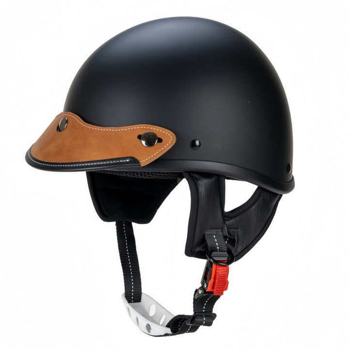 Klasyczny skórzany kask motocyklowy Karnz