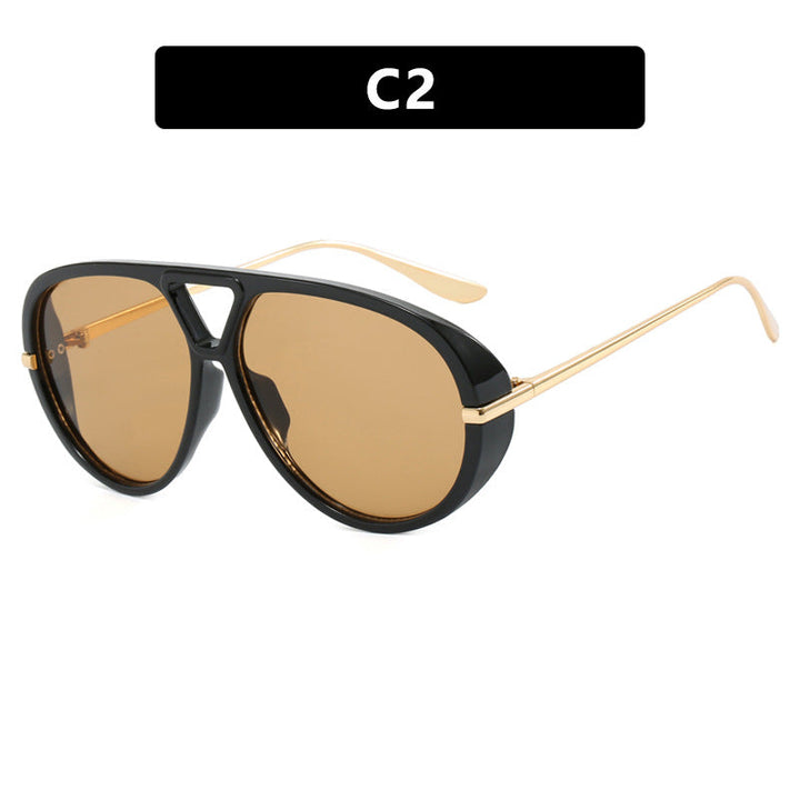 Damskie okulary przeciwsłoneczne w rozmiarze oversized z elegancką plastikową ramką i lustrzanymi soczewkami Karnz