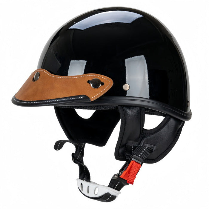 Klasyczny skórzany kask motocyklowy Karnz