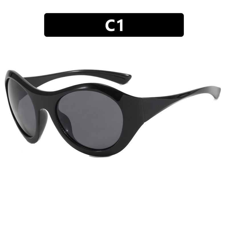 Damskie okulary przeciwsłoneczne w stylu retro z dużą oprawą i ochronnymi soczewkami Karnz