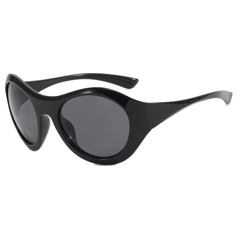 Damskie okulary przeciwsłoneczne w stylu retro z dużą oprawą i ochronnymi soczewkami Karnz