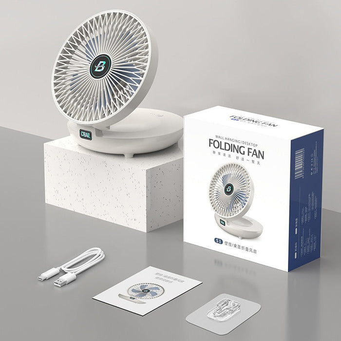 Przenośny mini wentylator biurkowy, ładowany przez USB, regulowany wentylator ścienny | Karnz