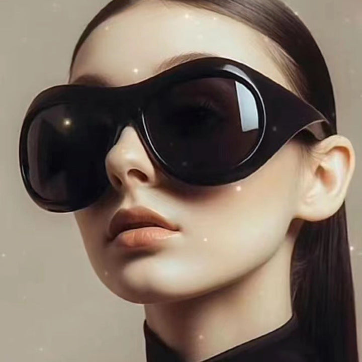 Damskie okulary przeciwsłoneczne w stylu retro z dużą oprawą i ochronnymi soczewkami Karnz