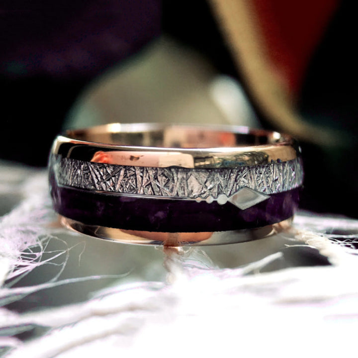 Personalizowany fioletowy pierścionek z węglika tungstenowego