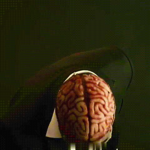 Maska czaszki Halloween z detalami mózgu