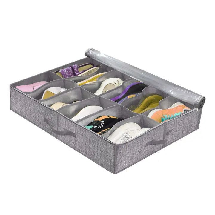 OrdiShoe Organizer na buty | Przechowywanie pod łóżkiem | Pojemność: 12 par | Odporny na kurz i składany
