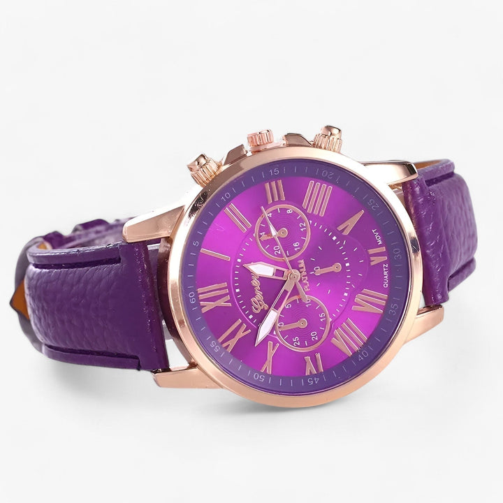 Zegarek damski Camille z wodoodpornym skórzanym paskiem, 42 mm