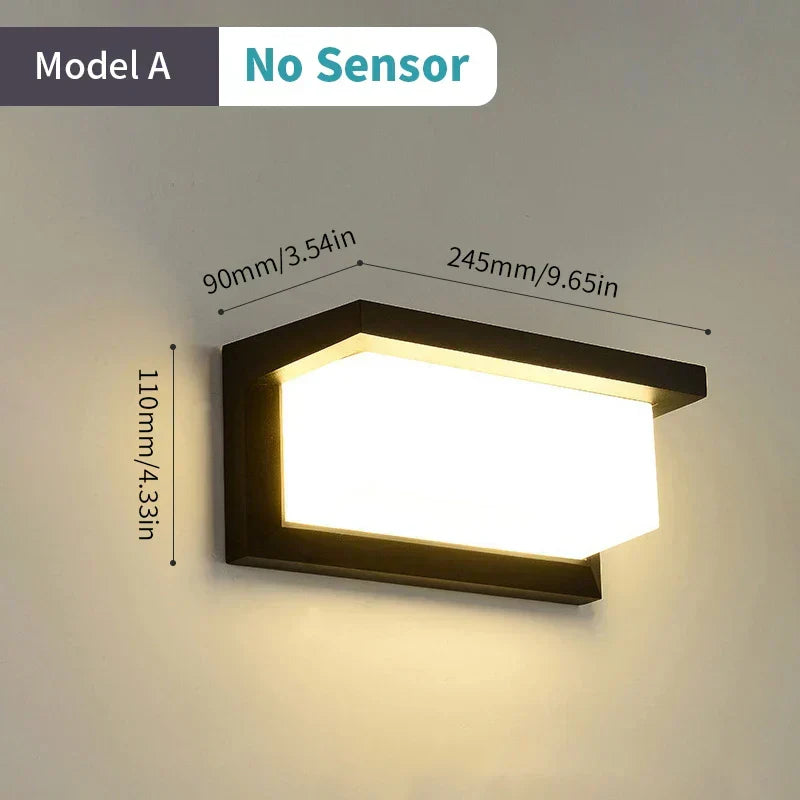 Karnz | LED-Lampa ścienna z czujnikiem ruchu radarowego – 16W wodoodporne światło do wnętrz i na zewnątrz, zimna i ciepła biała barwa