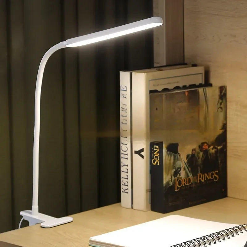Karnz | LED-Lampa zaciskowa LumaFlex | 3 kolory światła i 10 poziomów jasności | Zasilanie USB | Elastyczna szyja | Przyjazna dla oczu i ściemniana