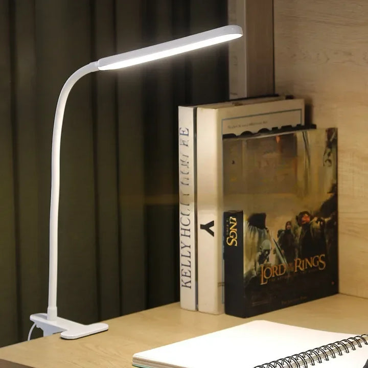 Karnz | LED-Lampa zaciskowa LumaFlex | 3 kolory światła i 10 poziomów jasności | Zasilanie USB | Elastyczna szyja | Przyjazna dla oczu i ściemniana