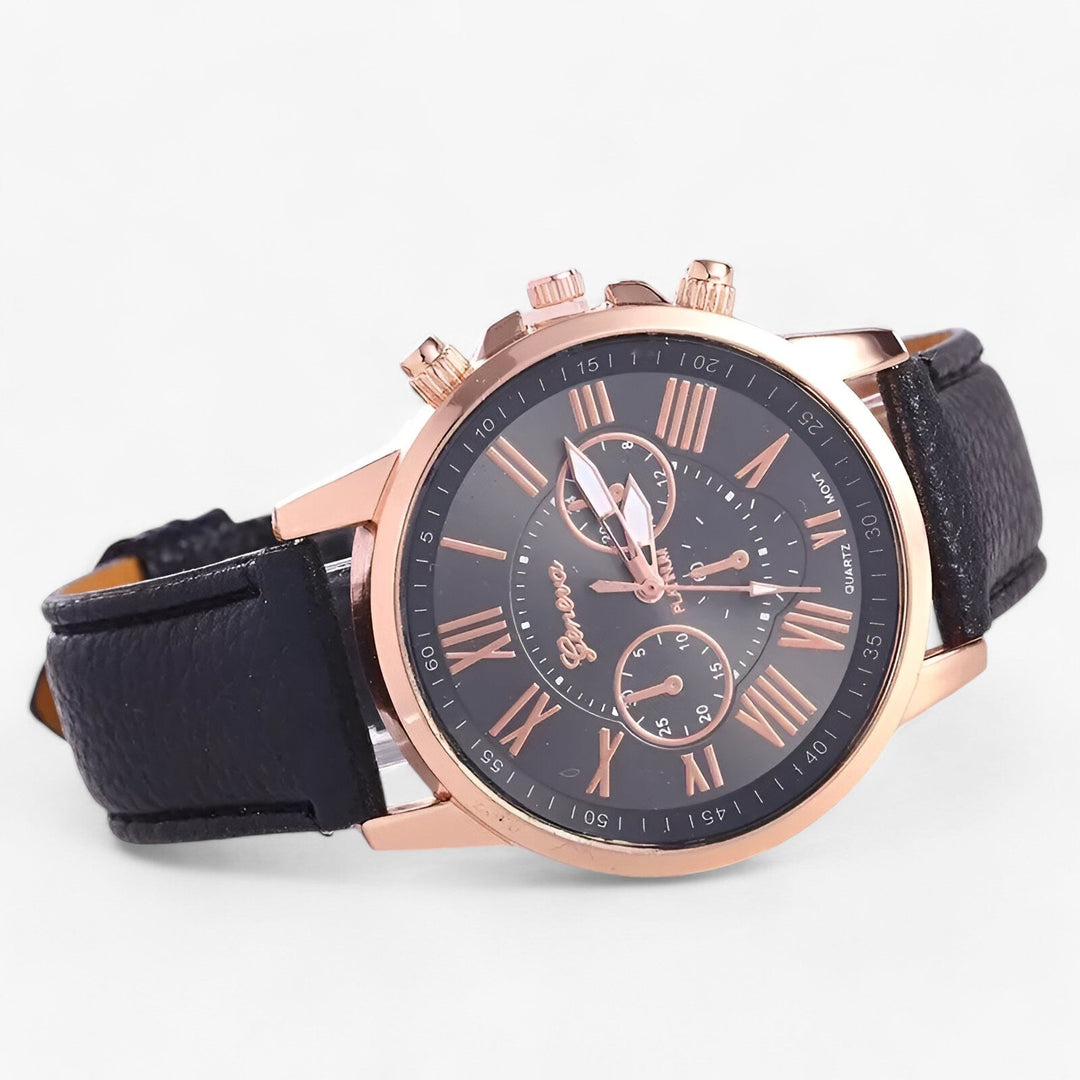 Zegarek damski Camille z wodoodpornym skórzanym paskiem, 42 mm