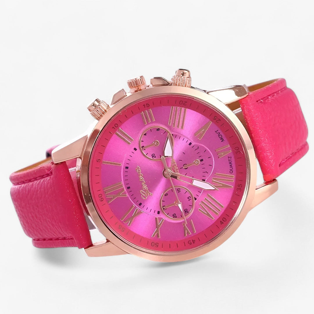 Zegarek damski Camille z wodoodpornym skórzanym paskiem, 42 mm