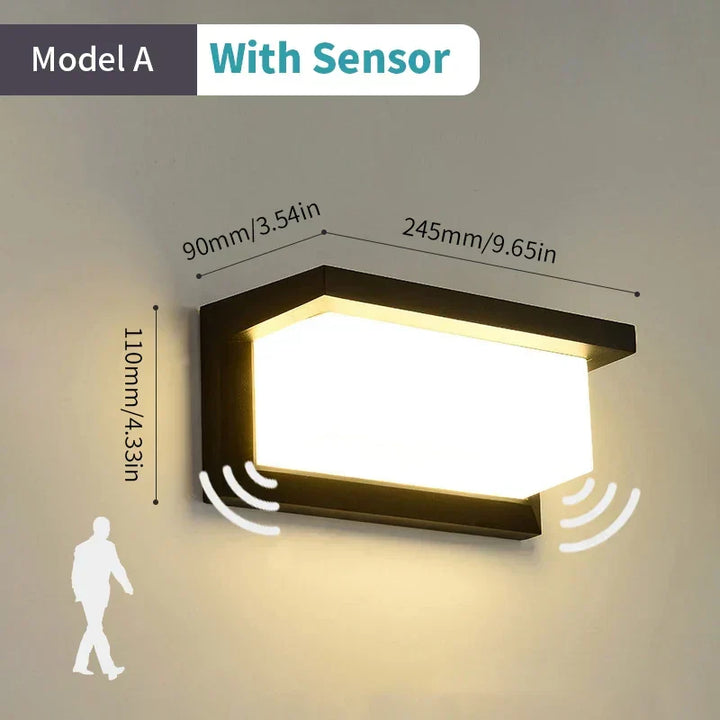 Karnz | LED-Lampa ścienna z czujnikiem ruchu radarowego – 16W wodoodporne światło do wnętrz i na zewnątrz, zimna i ciepła biała barwa
