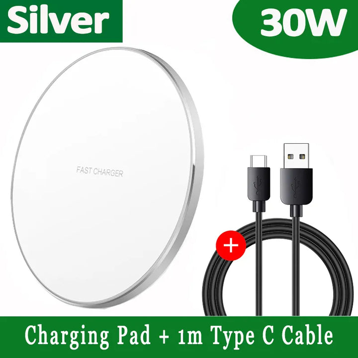 Karnz | 30W Szybka bezprzewodowa ładowarka | Premium kabel USB C MagSafe do ładowania dla Apple iPhone, Samsung i Android - Szybka bezprzewodowa ładowarka