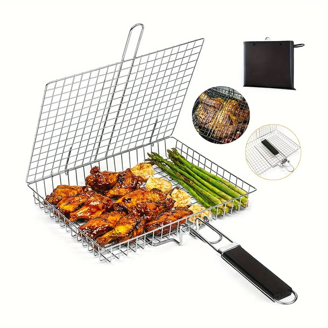 Grillaro Kosz Grillowy | Składany i Nieprzywierający | Stal Nierdzewna i Odporny na Ciepło | Do Mięsa i Warzyw