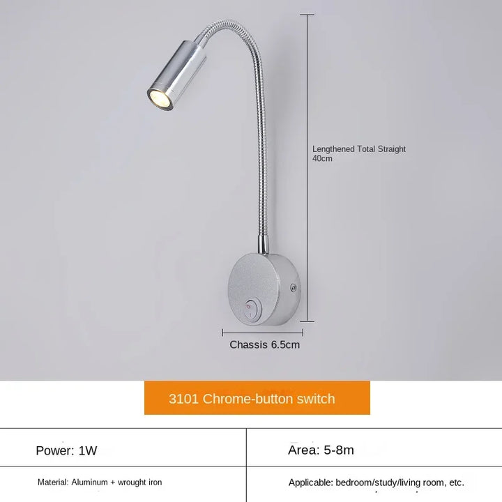 Karnz | Wszechstronna lampa LED ścienna: Nowoczesna, Elastyczna, Idealna do czytania w łóżku