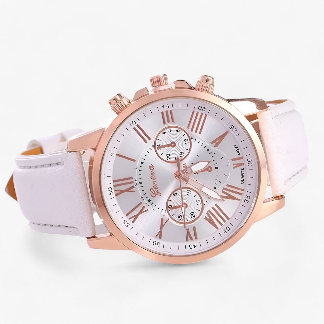 Zegarek damski Camille z wodoodpornym skórzanym paskiem, 42 mm