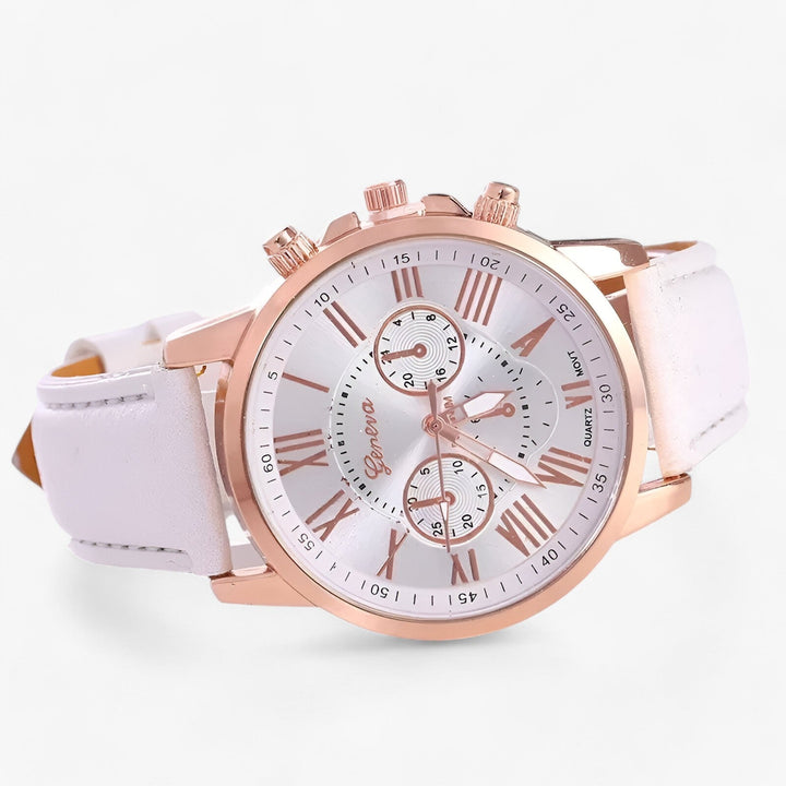 Zegarek damski Camille z wodoodpornym skórzanym paskiem, 42 mm